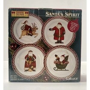 Sakura Debbie Mumm Santa's Spirit Stoneware Salad / Dessert Plates Set of 4